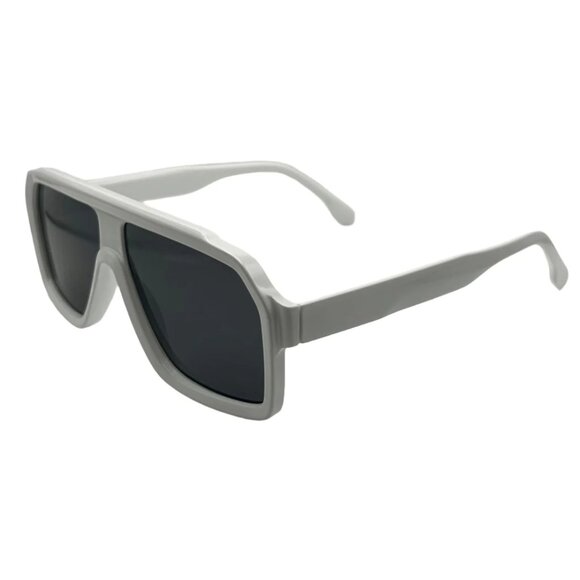 7005 | White Retro Flat Top Sunglasses - Picture 3 of 5